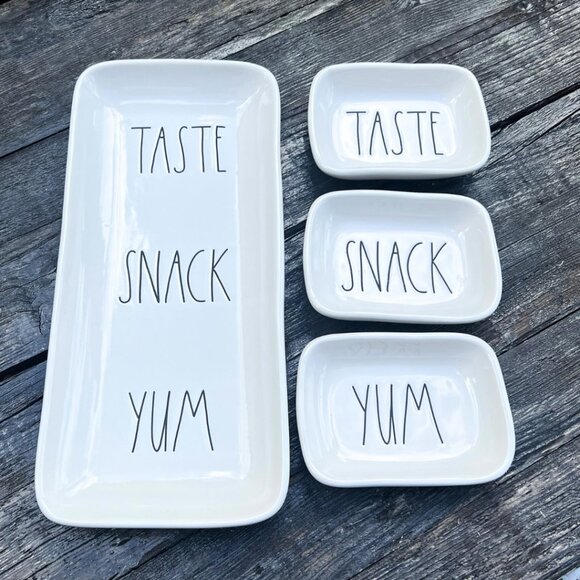 Rae Dunn Snack Serving Plates Set YUM Taste - Picture 1 of 8